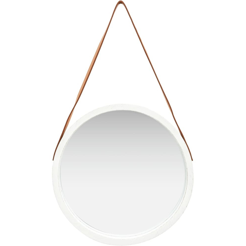 vidaXL Wall Mirror with Strap 16.7" White