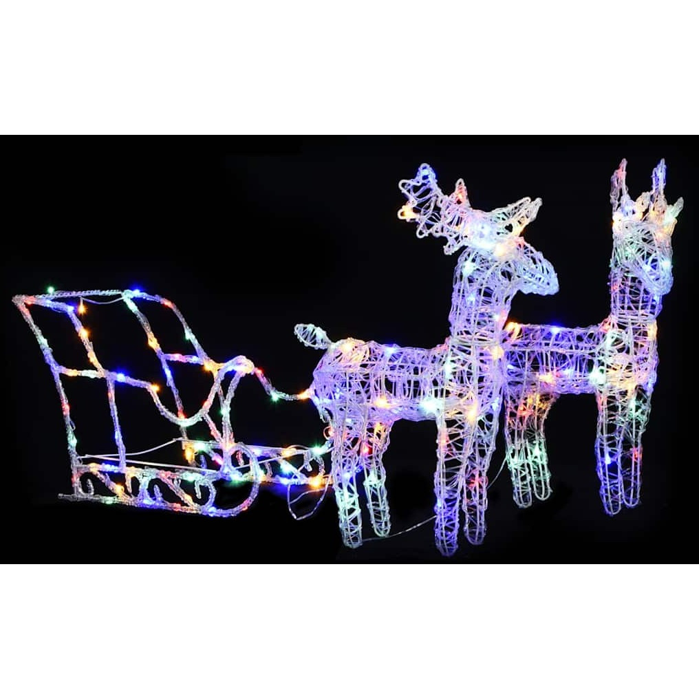 vidaXL Reindeers & Sleigh Christmas Decoration 160 LEDs 51.2" Acrylic