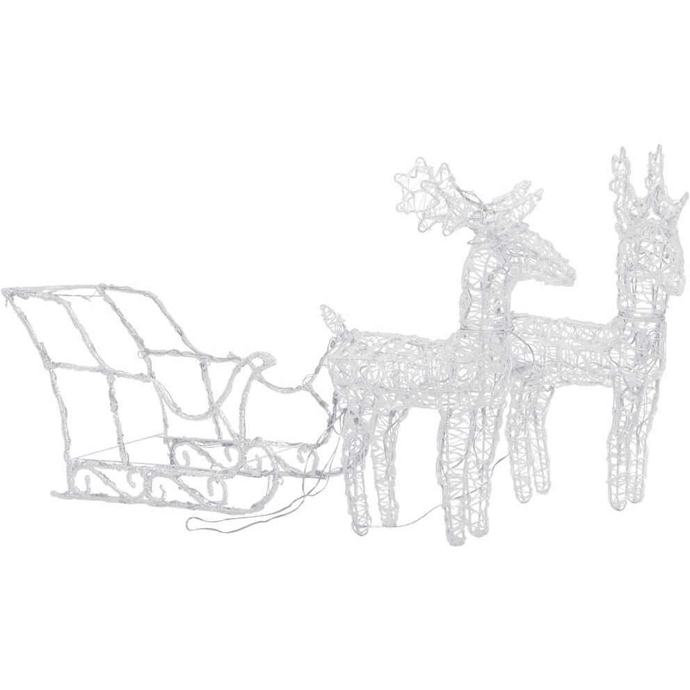 vidaXL Reindeers & Sleigh Christmas Decoration 160 LEDs 51.2" Acrylic