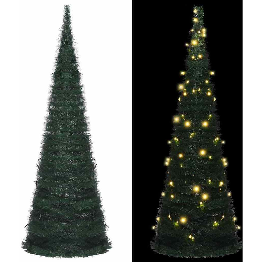 vidaXL Pop-up String Artificial Christmas Tree with LED Green 6 ft