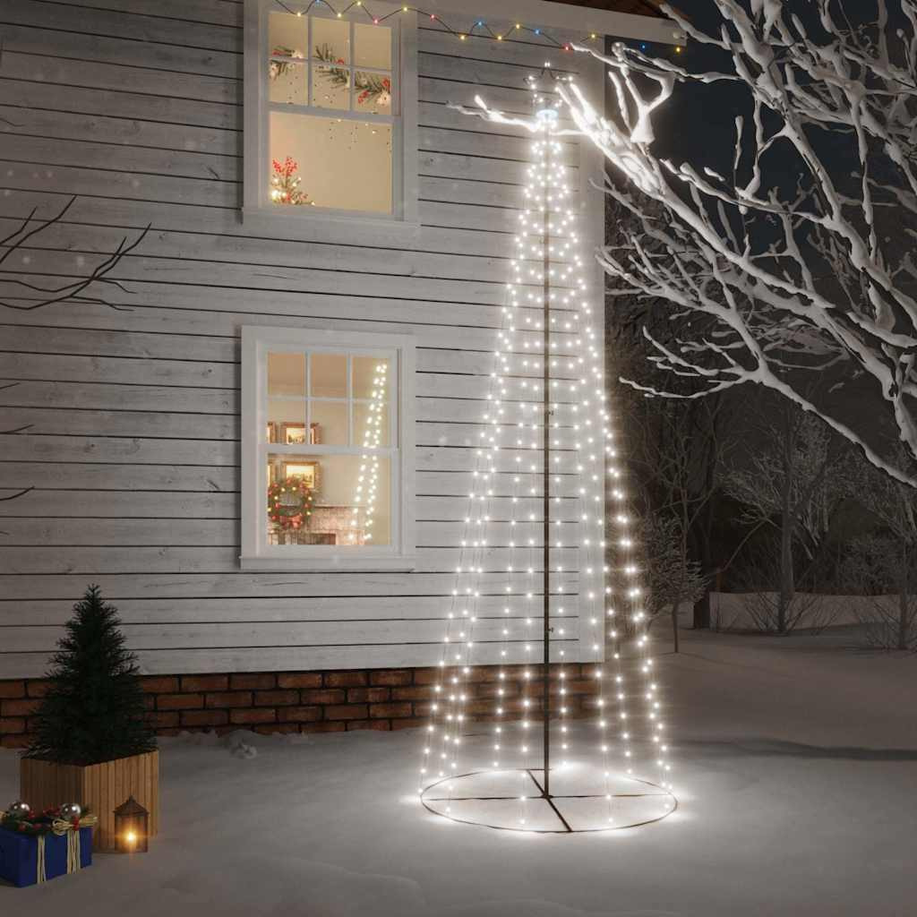 vidaXL Christmas Cone Tree Cold White 310 LEDs 3x10 ft