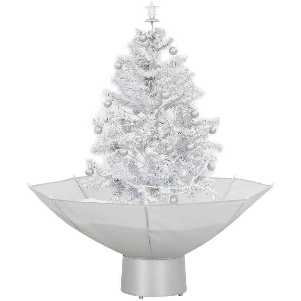 vidaXL Snowing Christmas Tree with Umbrella Base White 2 ft