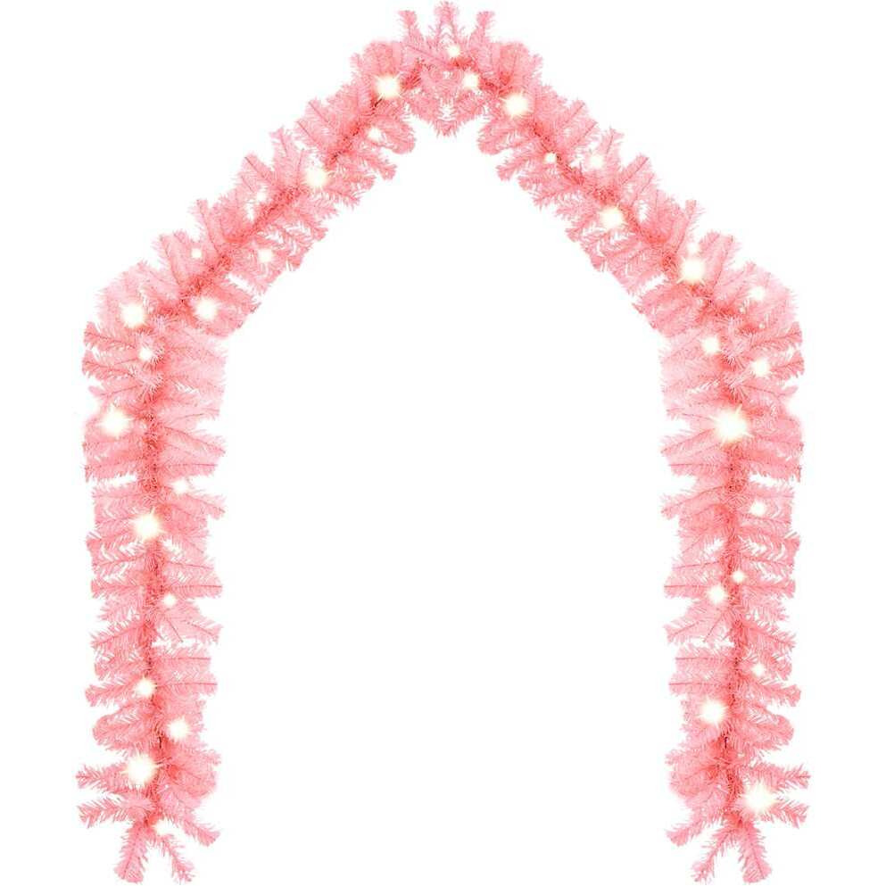 vidaXL Christmas Garland with LED Lights 33 ft Pink