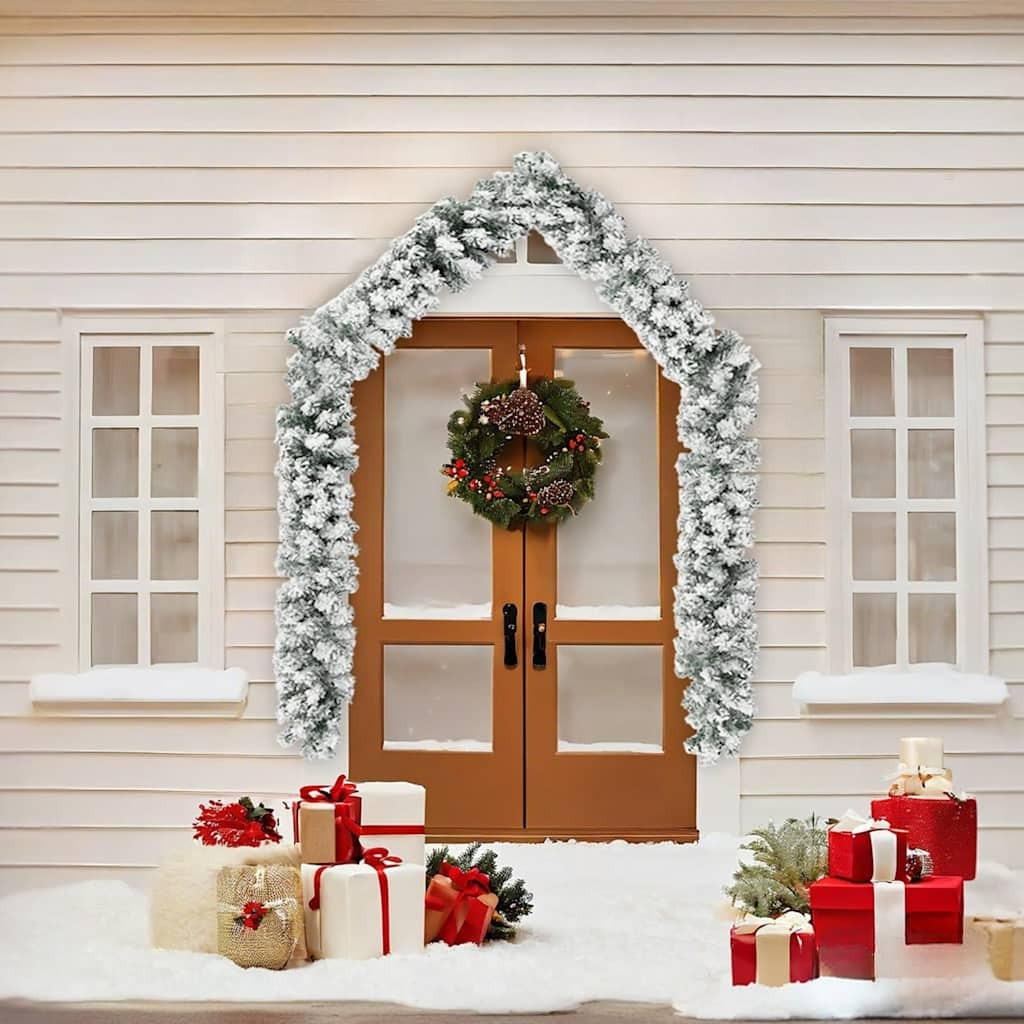 vidaXL Christmas Garland with Flocked Snow Green 16 ft PVC