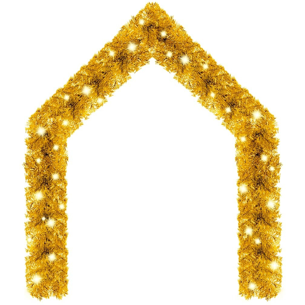 vidaXL Christmas Garland with LED Lights 33 ft Gold