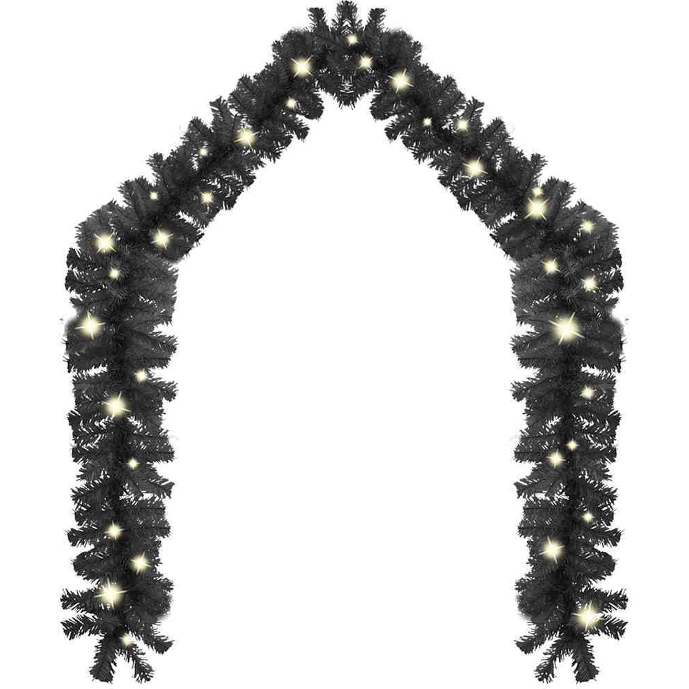vidaXL Christmas Garland with LED Lights 33 ft Black