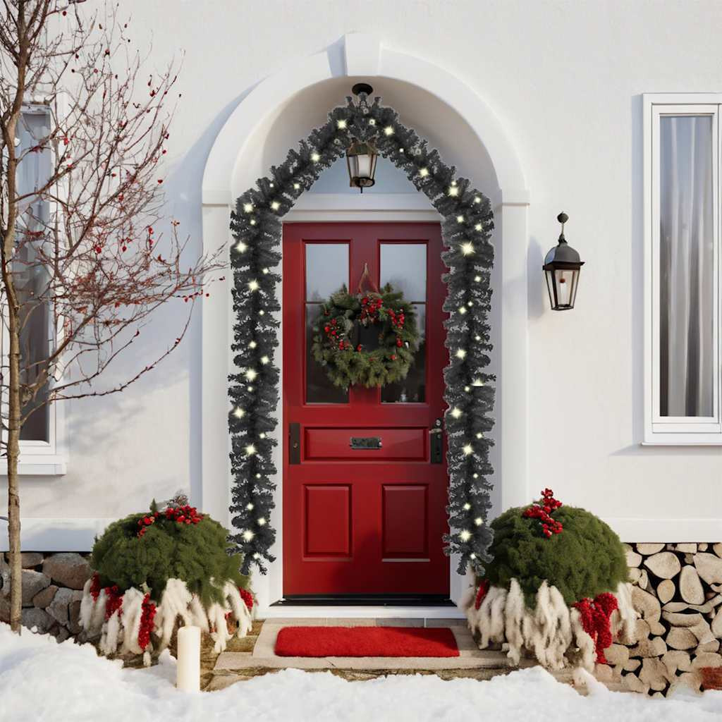vidaXL Christmas Garland with LED Lights 33 ft Black