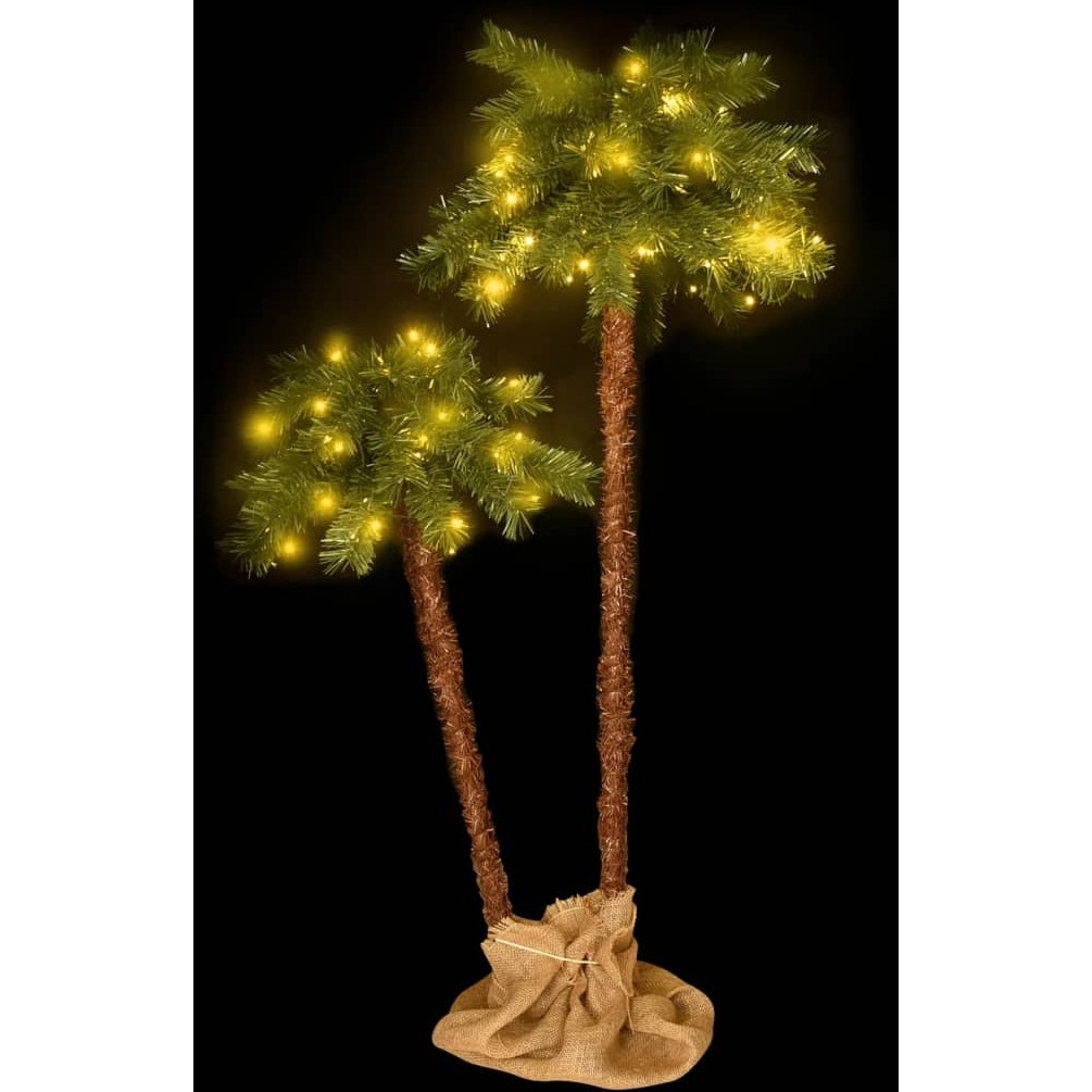 vidaXL Artificial Double Palm Tree with LEDs 41.3"&70.9"