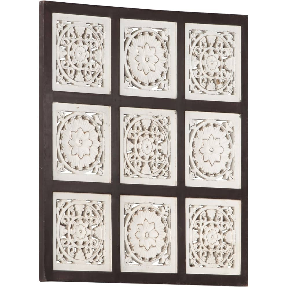 vidaXL Hand-Carved Wall Panel MDF 23.6&quotx23.6&quotx0.6" Brown and White