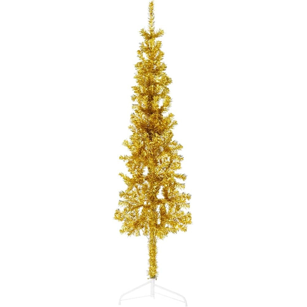 vidaXL Slim Artificial Half Christmas Tree with Stand Gold 4 ft