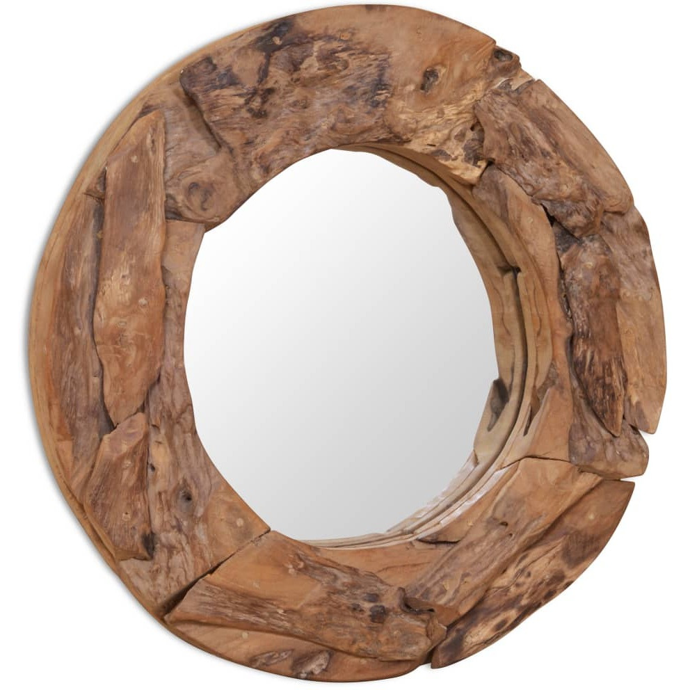 vidaXL Decorative Mirror Teak 23.6" Round