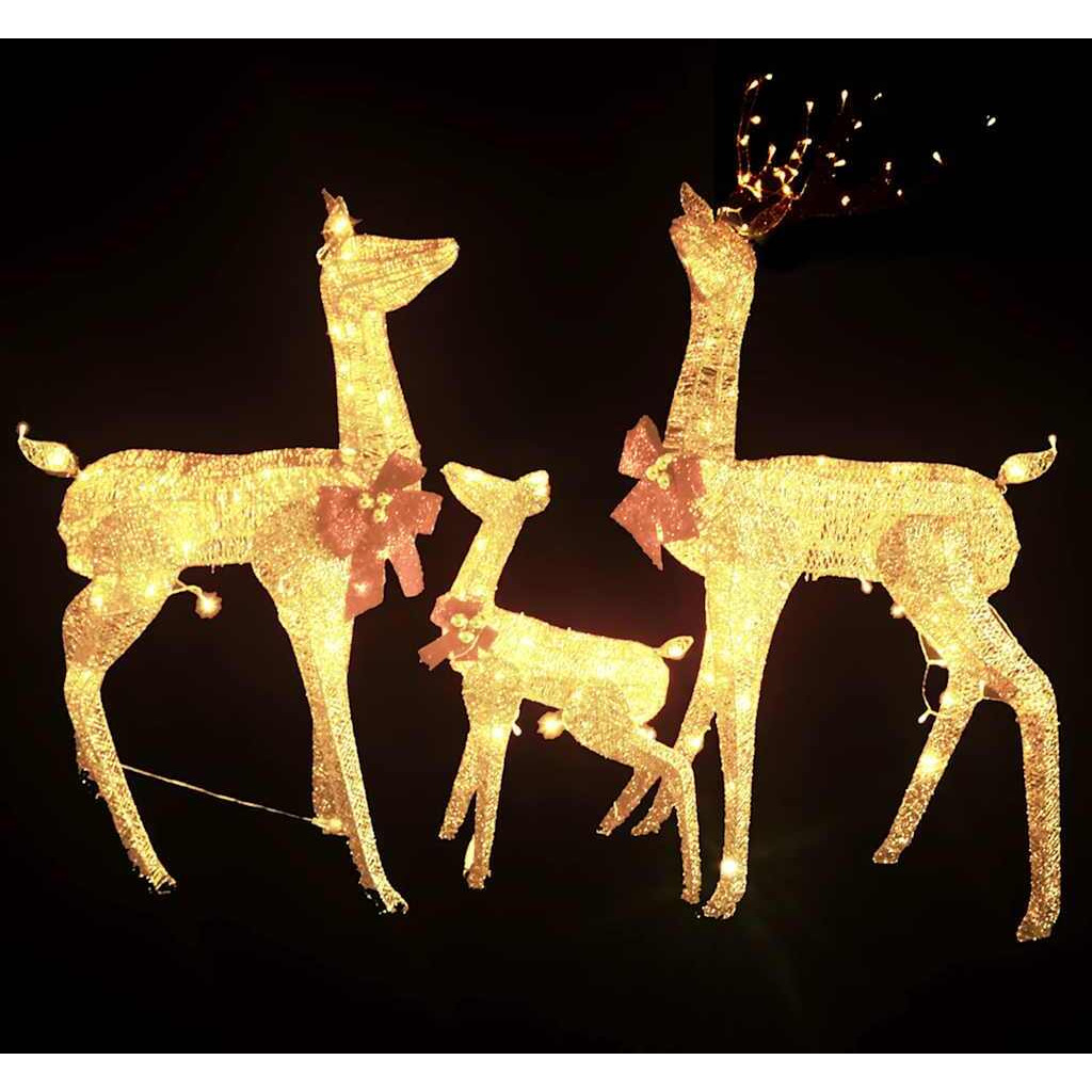 vidaXL Reindeer Family Christmas Decoration Gold 201 LEDs