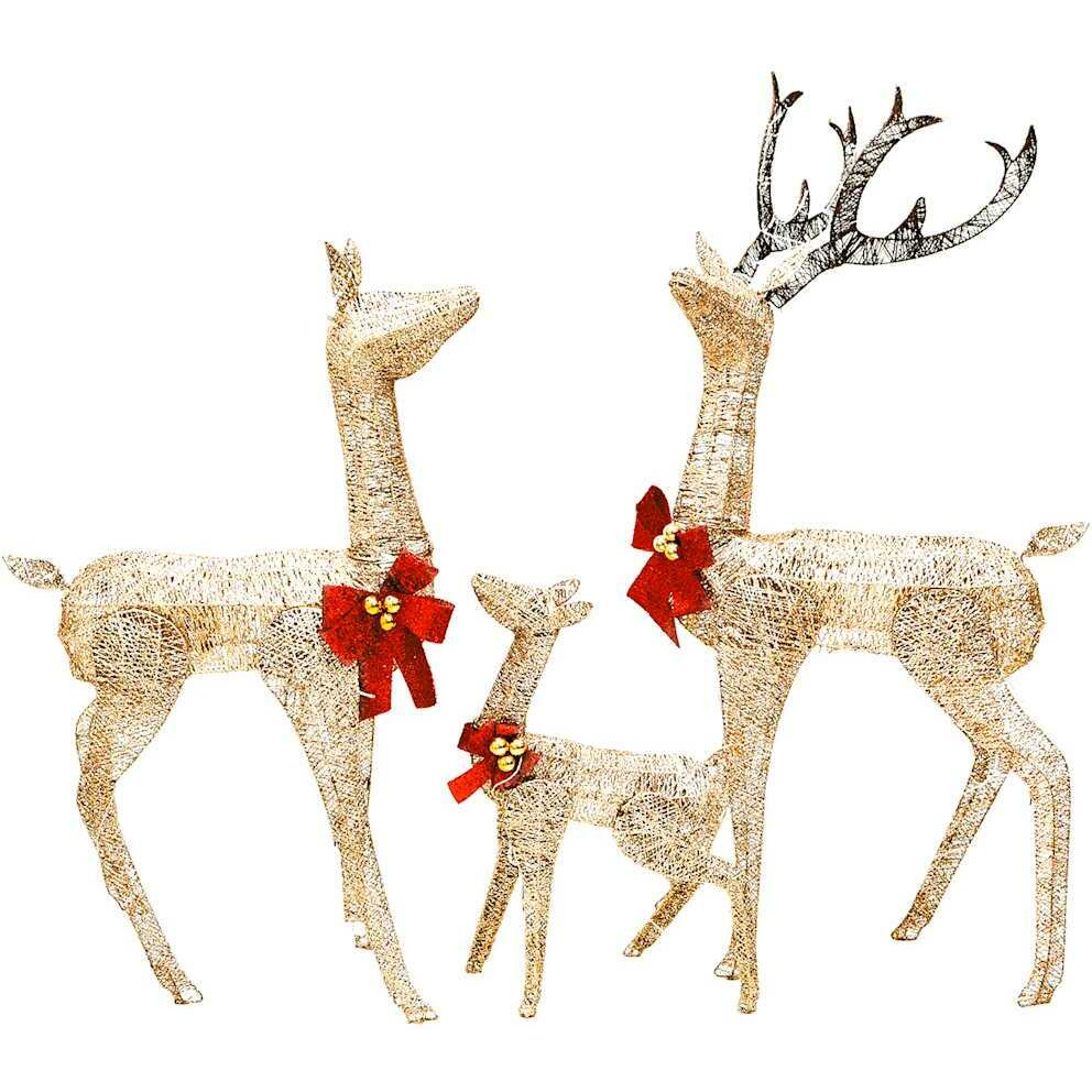 vidaXL Reindeer Family Christmas Decoration Gold 201 LEDs
