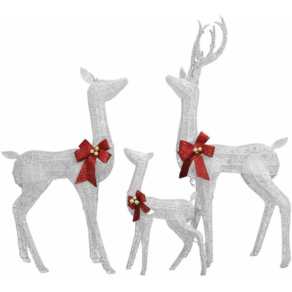vidaXL Reindeer Family Christmas Decoration White and Silver 201 LEDs