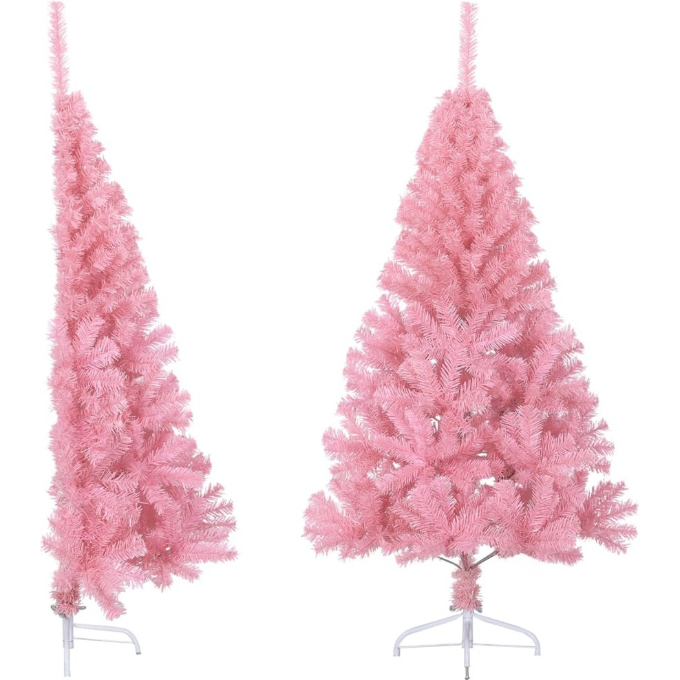 vidaXL Artificial Half Christmas Tree with Stand Pink 4 ft PVC