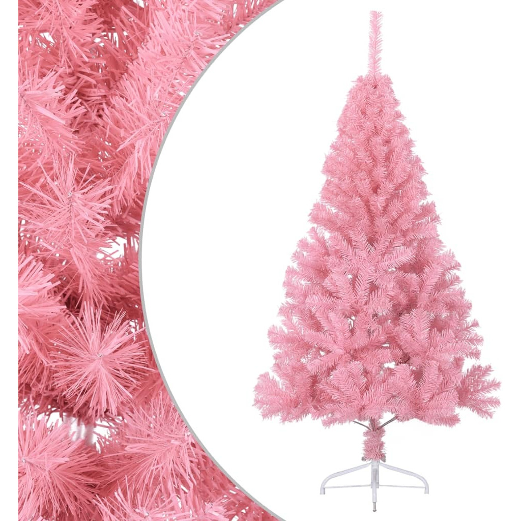 vidaXL Artificial Half Christmas Tree with Stand Pink 4 ft PVC