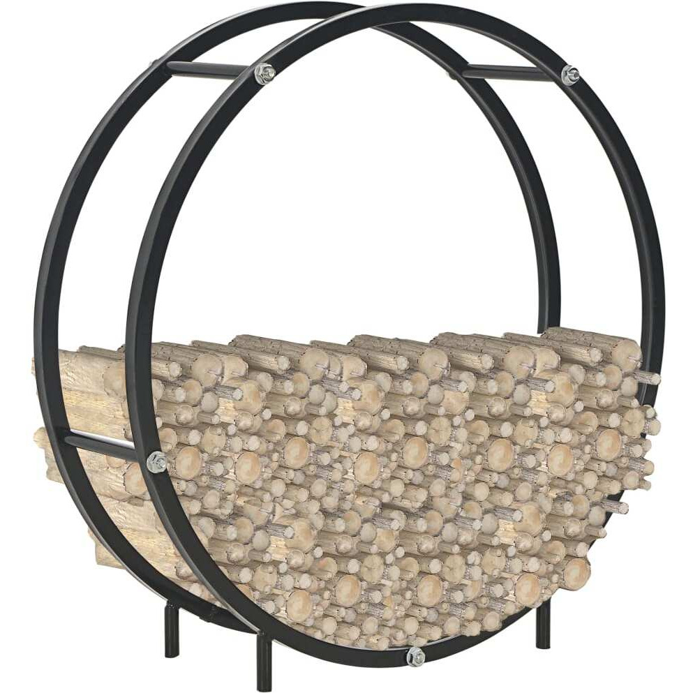 vidaXL Firewood Rack Black 27.6&quotx7.9&quotx27.6" Steel