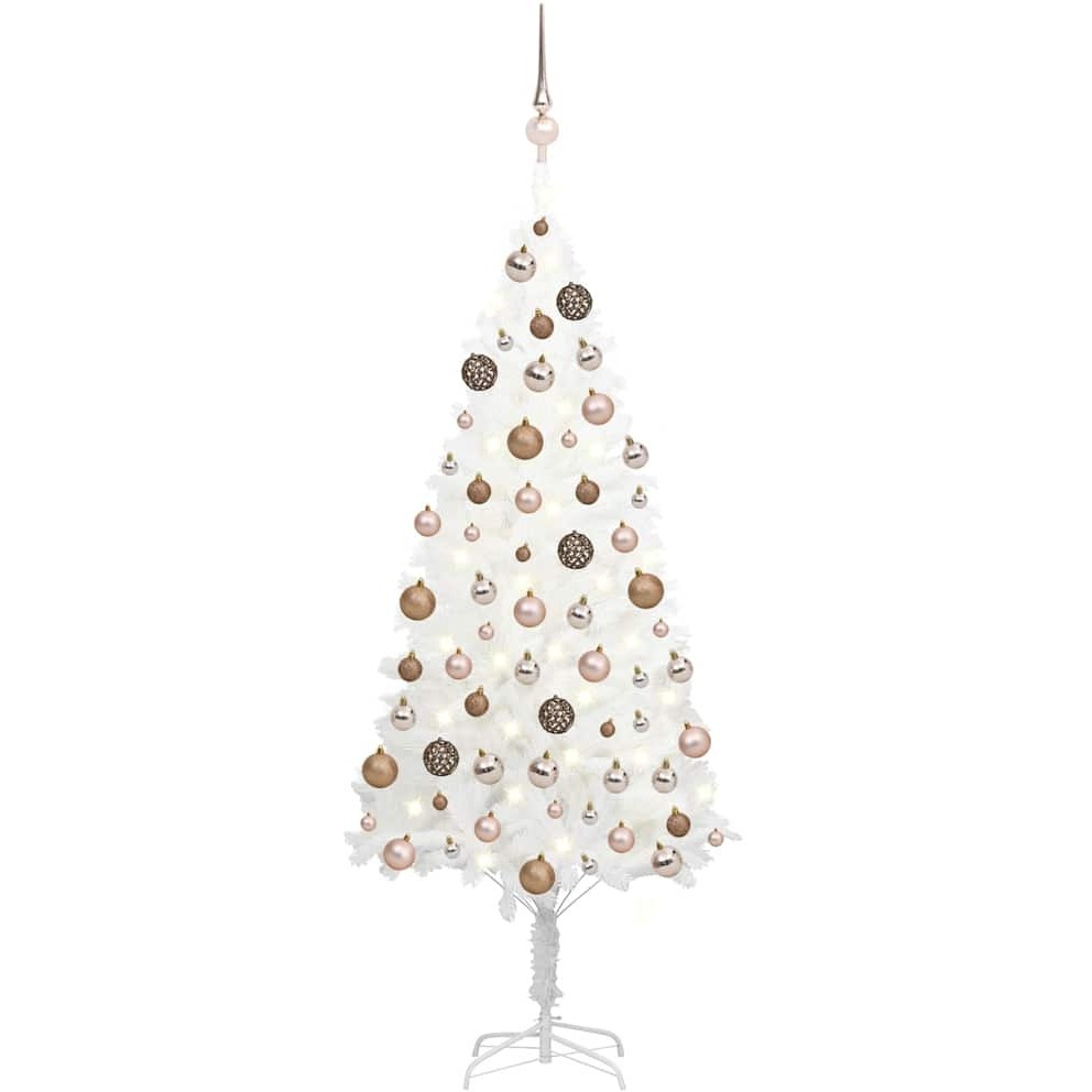 vidaXL Artificial Christmas Tree with LEDs&Ball Set White 47.2"