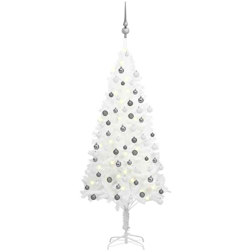 vidaXL Artificial Christmas Tree with LEDs&Ball Set White 47.2"