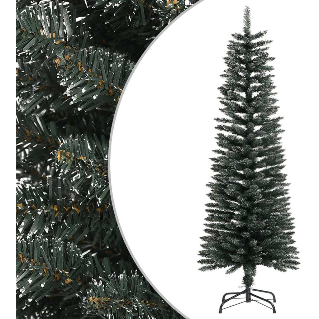 vidaXL Artificial Slim Christmas Tree with Stand Green 4 ft PVC
