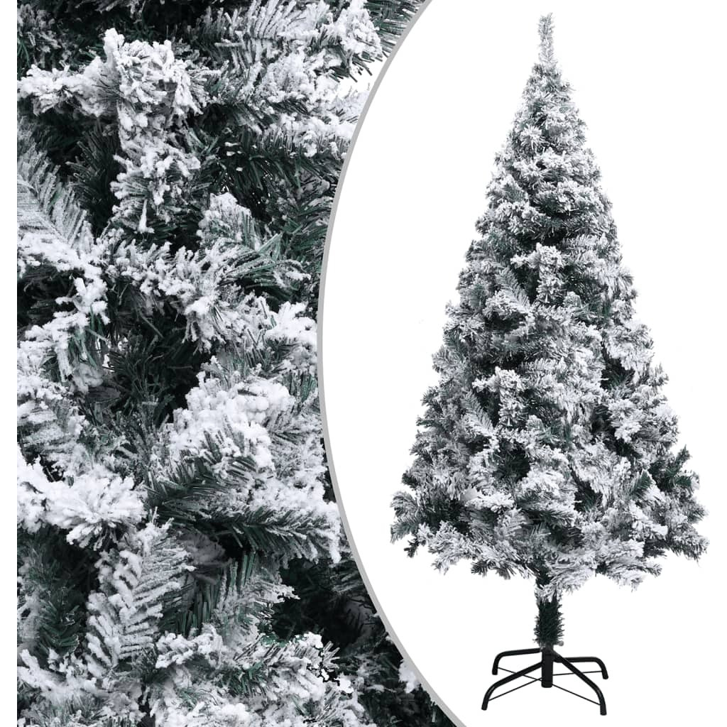 vidaXL Artificial Christmas Tree with Flocked Snow Green 4 ft PVC