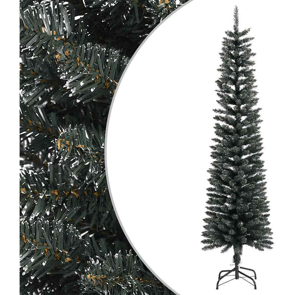 vidaXL Artificial Slim Christmas Tree with Stand Green 6 ft PVC