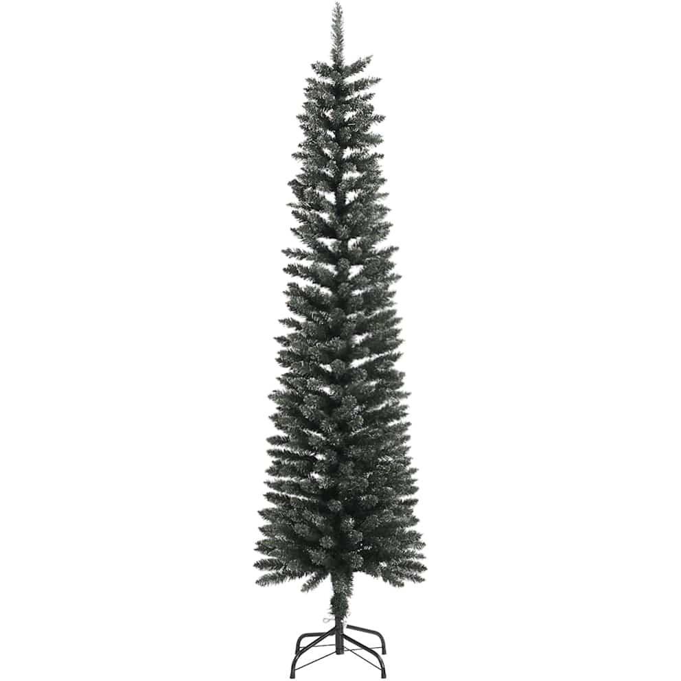 vidaXL Artificial Slim Christmas Tree with Stand Green 6 ft PVC