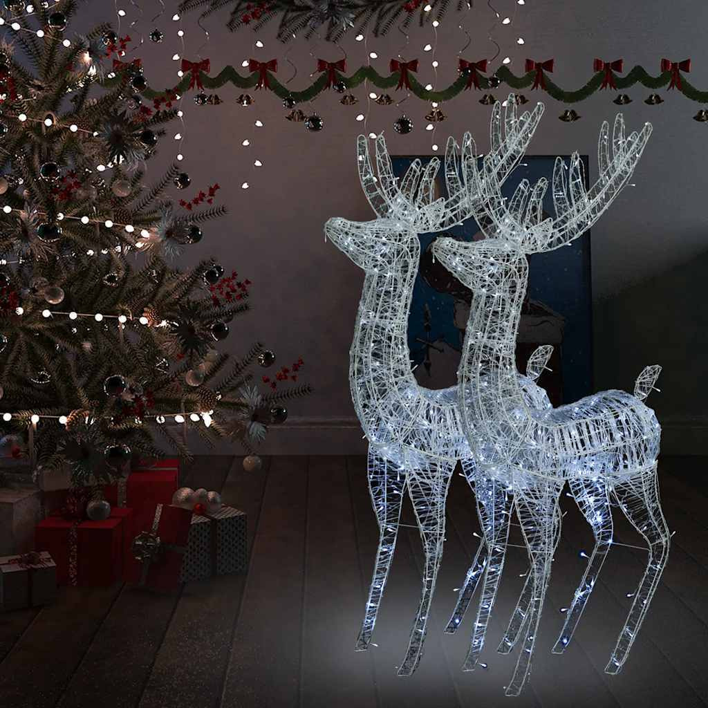 vidaXL XXL Acrylic Christmas Reindeers 250 LED 2 pcs 70.9" Cold white
