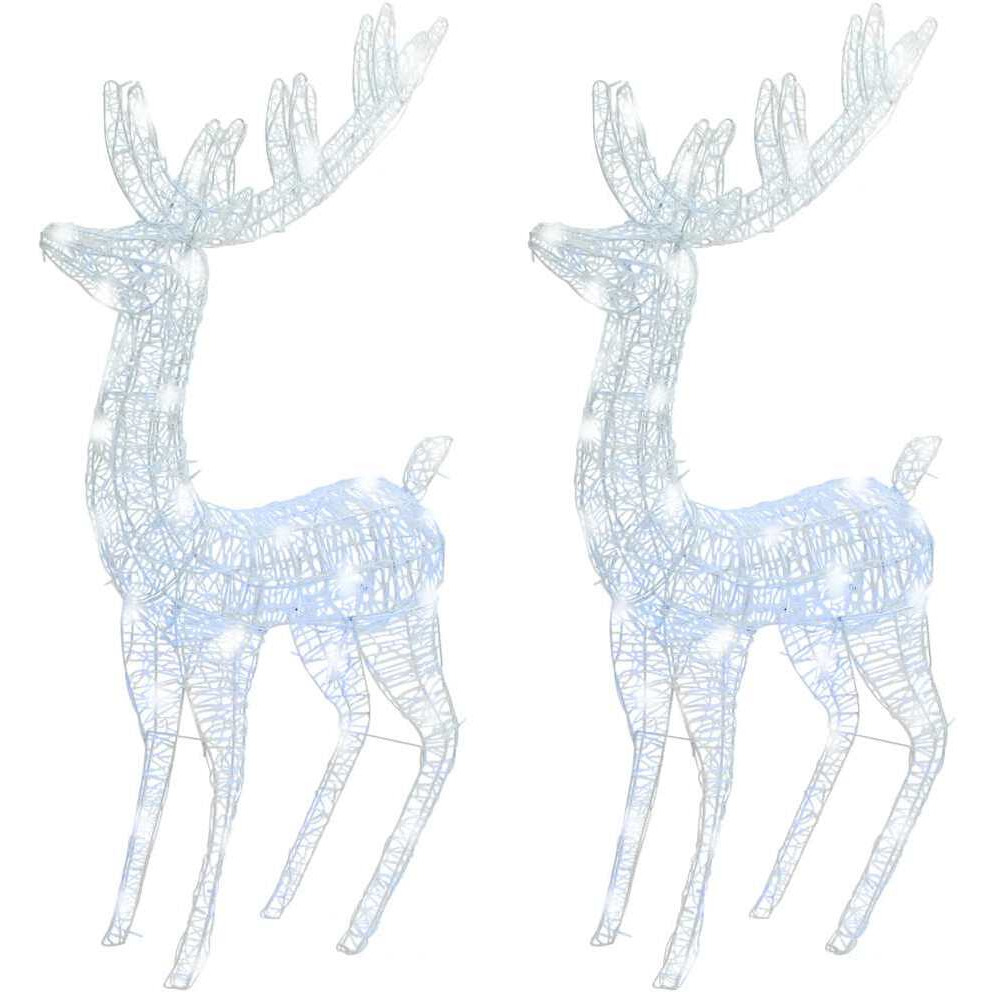 vidaXL XXL Acrylic Christmas Reindeers 250 LED 2 pcs 70.9" Cold white