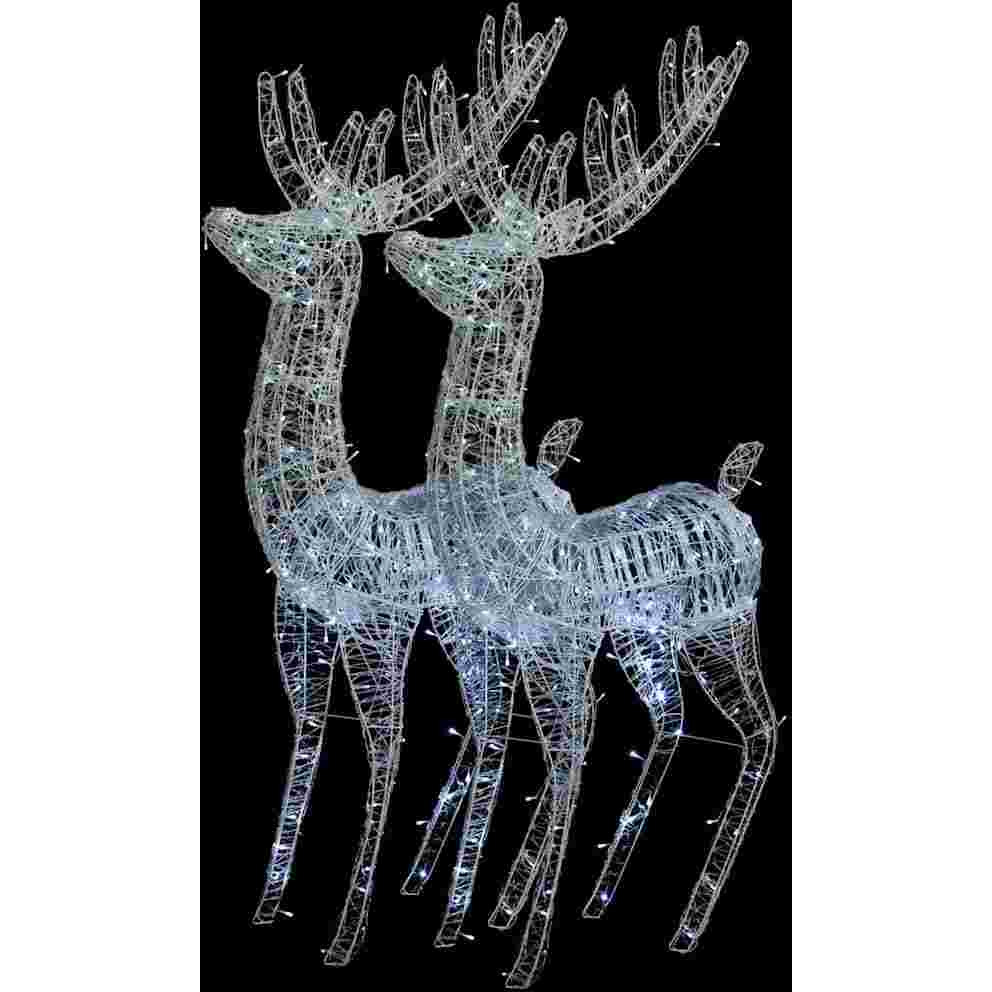 vidaXL XXL Acrylic Christmas Reindeers 250 LED 2 pcs 70.9" Cold white