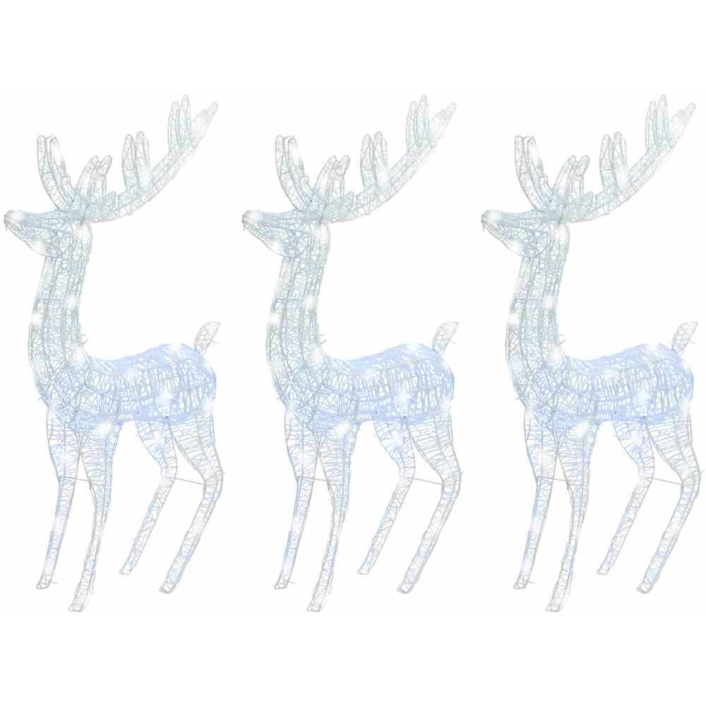 vidaXL XXL Acrylic Christmas Reindeers 250 LED 3 pcs 70.9" Cold white