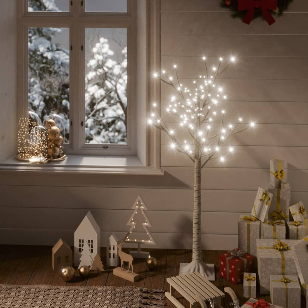 vidaXL Christmas Tree 128 LEDs 4 ft Cold White Willow Indoor Outdoor