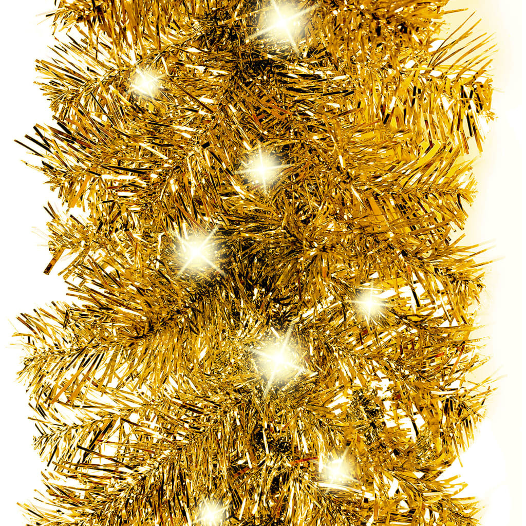 vidaXL Christmas Garland with LED Lights 66 ft Gold