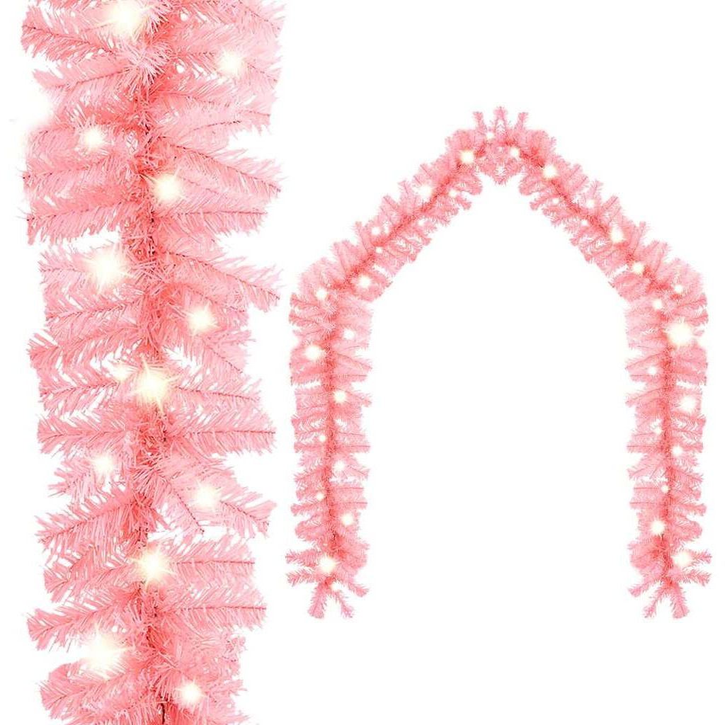 vidaXL Christmas Garland with LED Lights 66 ft Pink