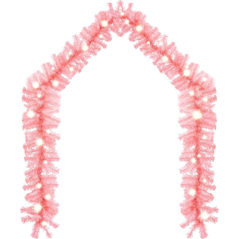 vidaXL Christmas Garland with LED Lights 66 ft Pink