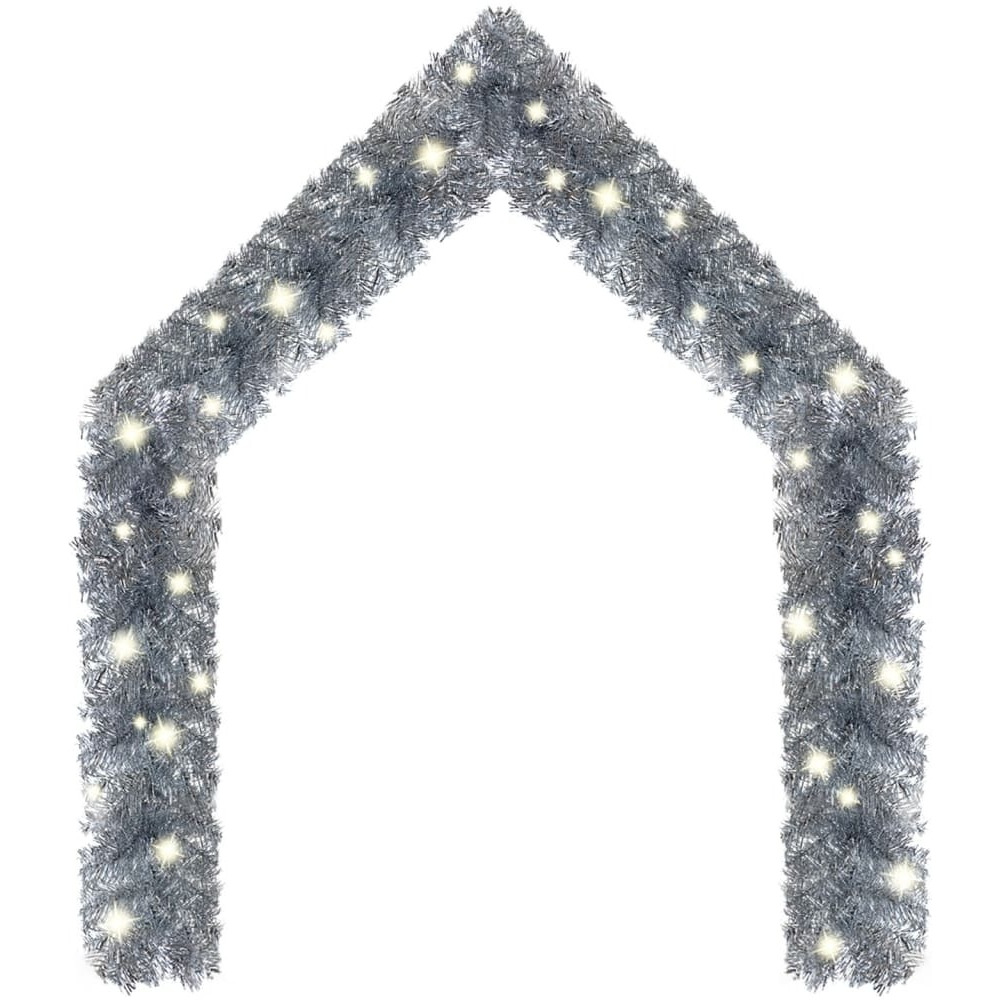 vidaXL Christmas Garland with LED Lights 66 ft Silver