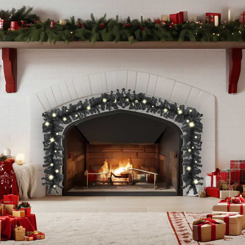 vidaXL Christmas Garland with LED Lights 66 ft Black