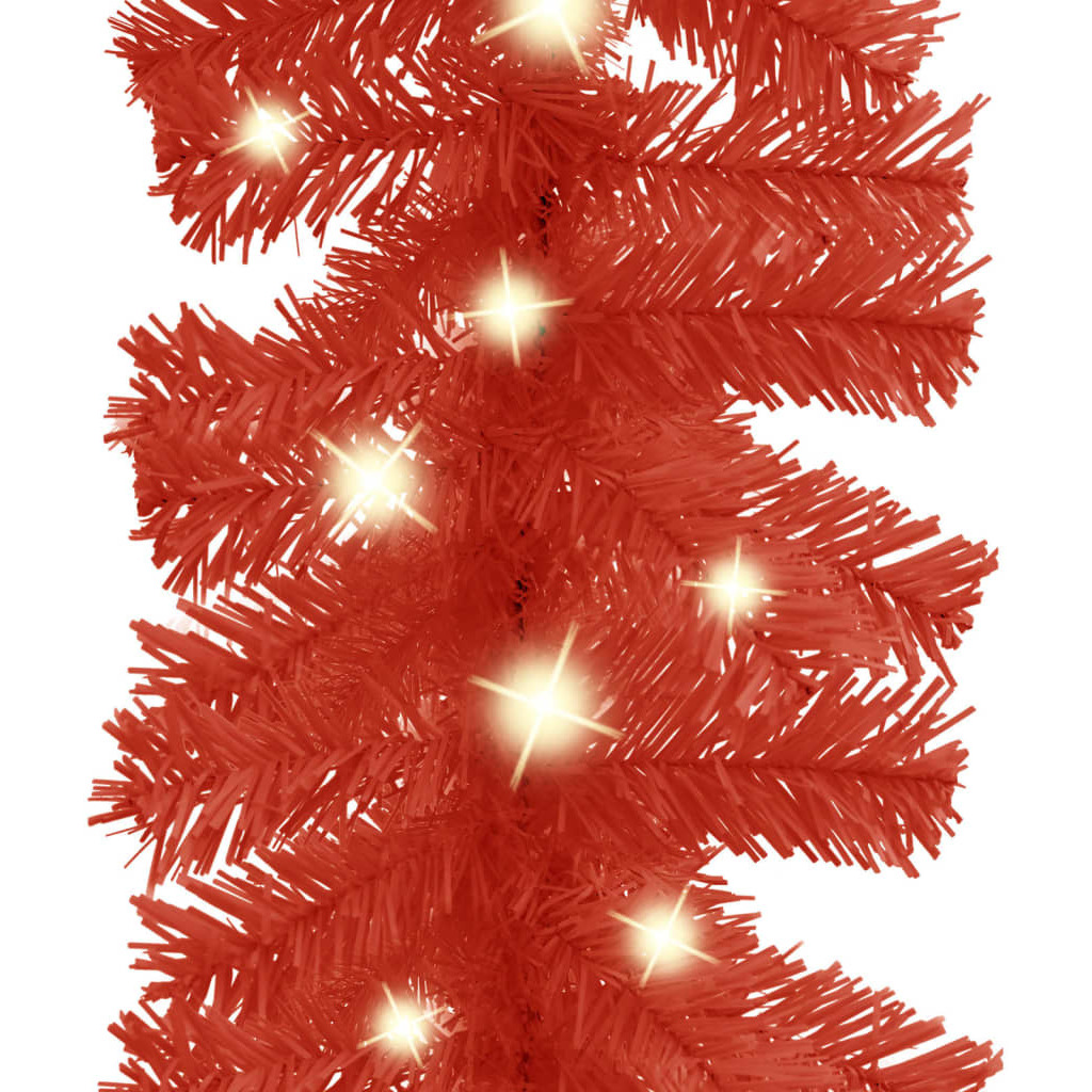 vidaXL Christmas Garland with LED Lights 66 ft Red