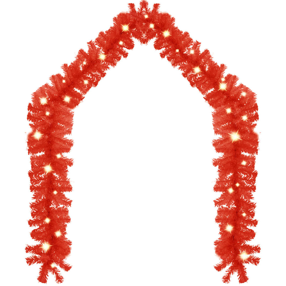 vidaXL Christmas Garland with LED Lights 66 ft Red