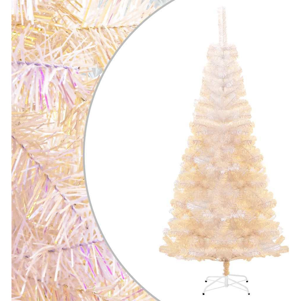 vidaXL Artificial Christmas Tree with Iridescent Tips White 6 ft PVC