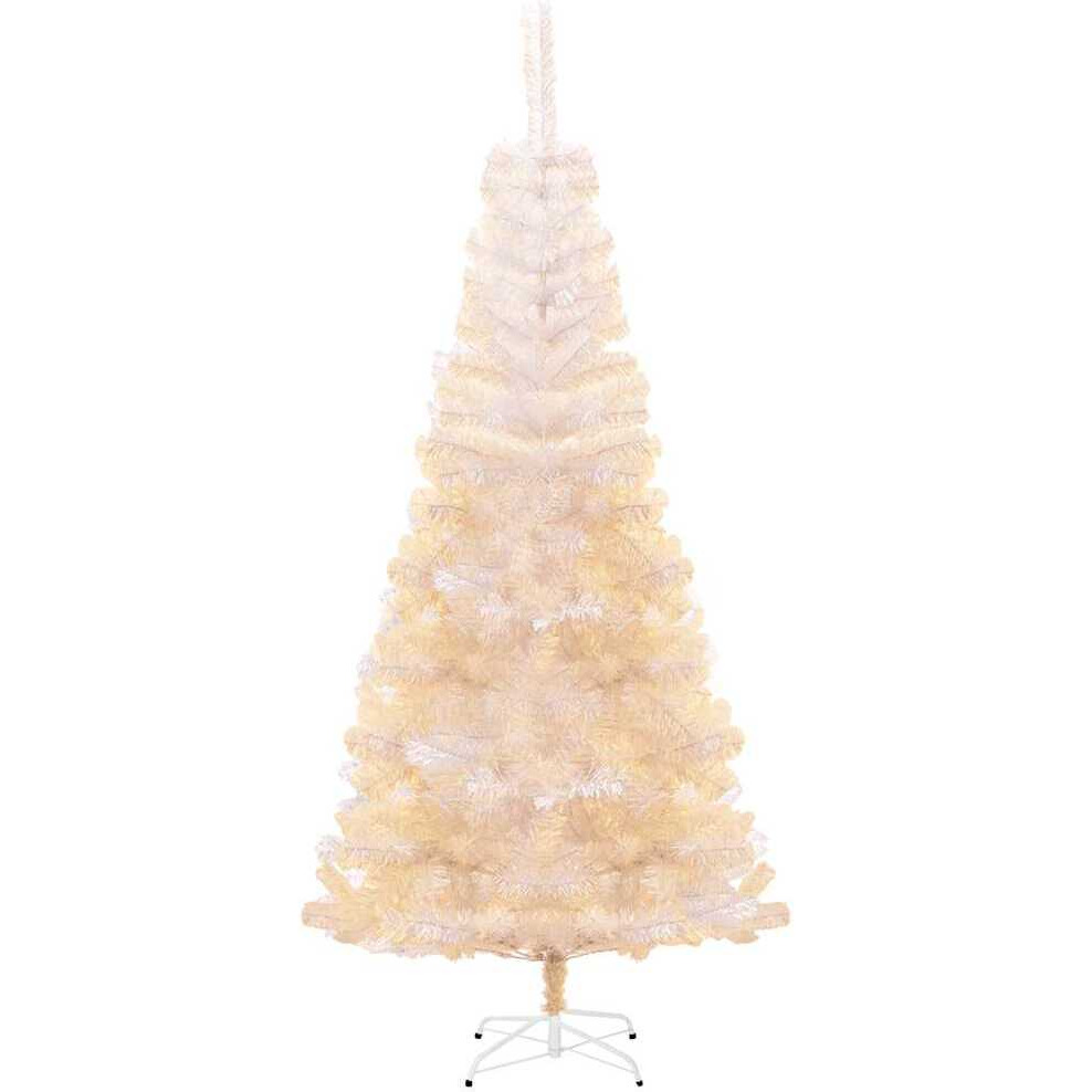 vidaXL Artificial Christmas Tree with Iridescent Tips White 6 ft PVC