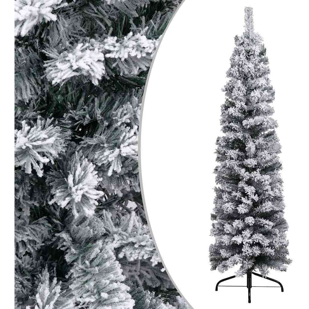vidaXL Slim Artificial Christmas Tree with LEDs&Ball Set Green 59.1"