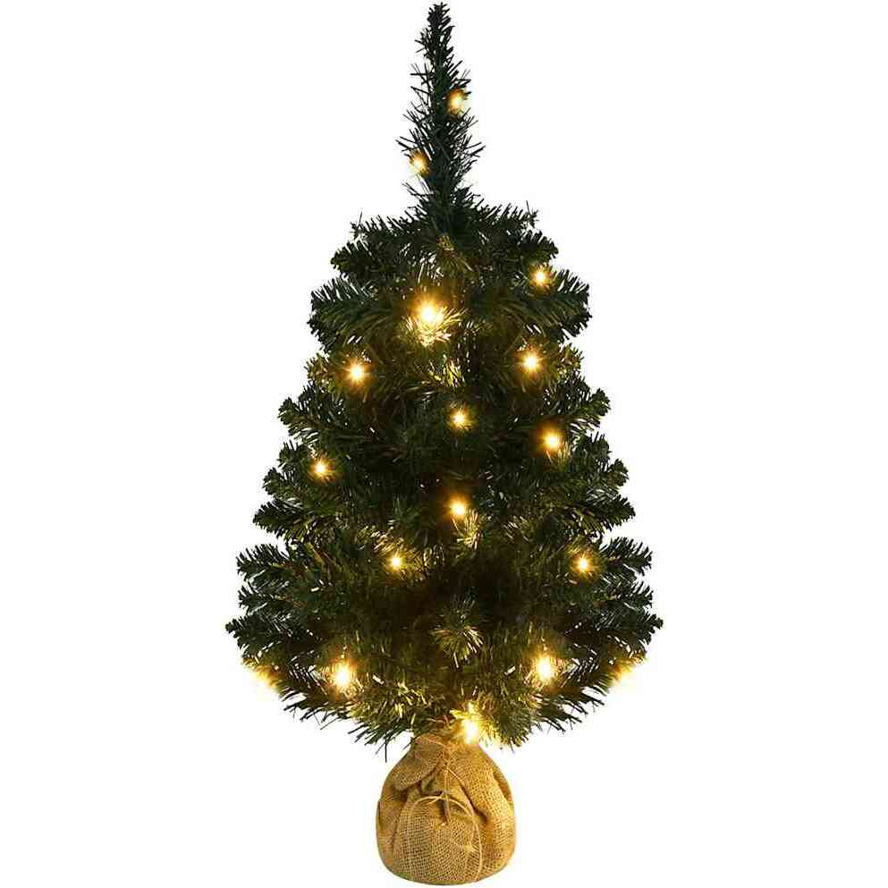 vidaXL Artificial Christmas Tree with Stand and LEDs Green 3 ft PVC