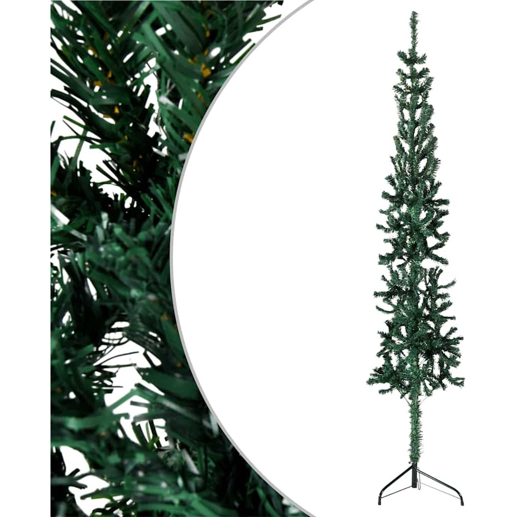 vidaXL Slim Artificial Half Christmas Tree with Stand Green 6 ft