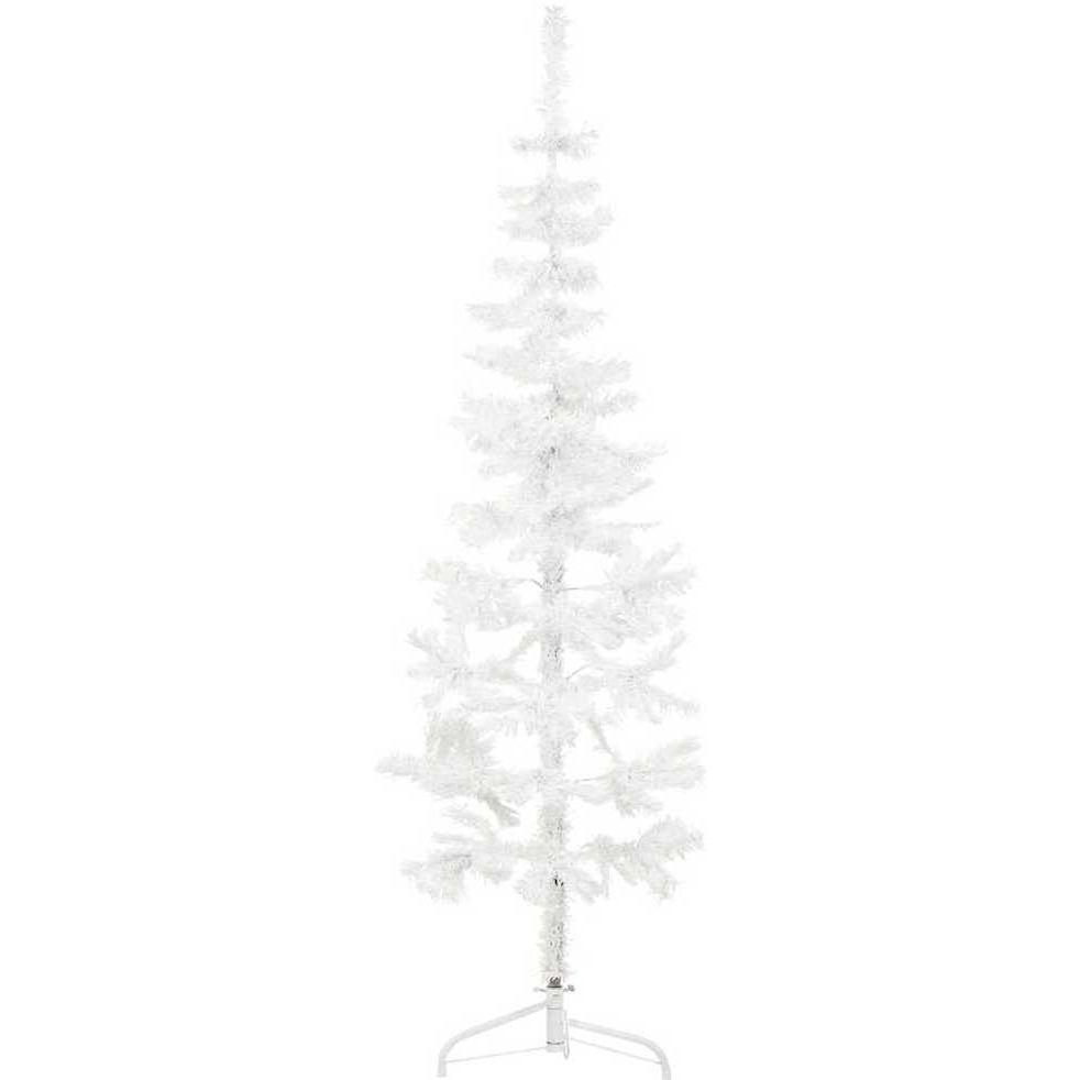 vidaXL Slim Artificial Half Christmas Tree with Stand White 6 ft