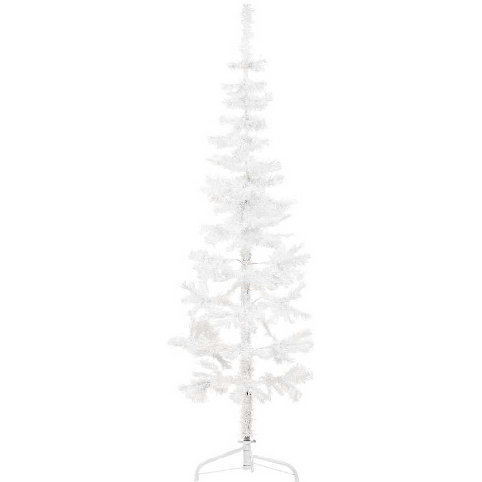 vidaXL Slim Artificial Half Christmas Tree with Stand White 6 ft