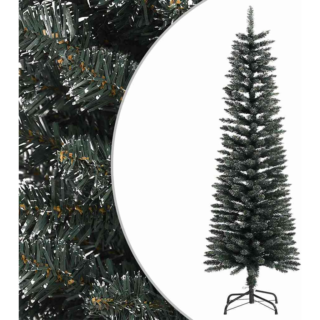 vidaXL Artificial Slim Christmas Tree with Stand Green 5 ft PVC