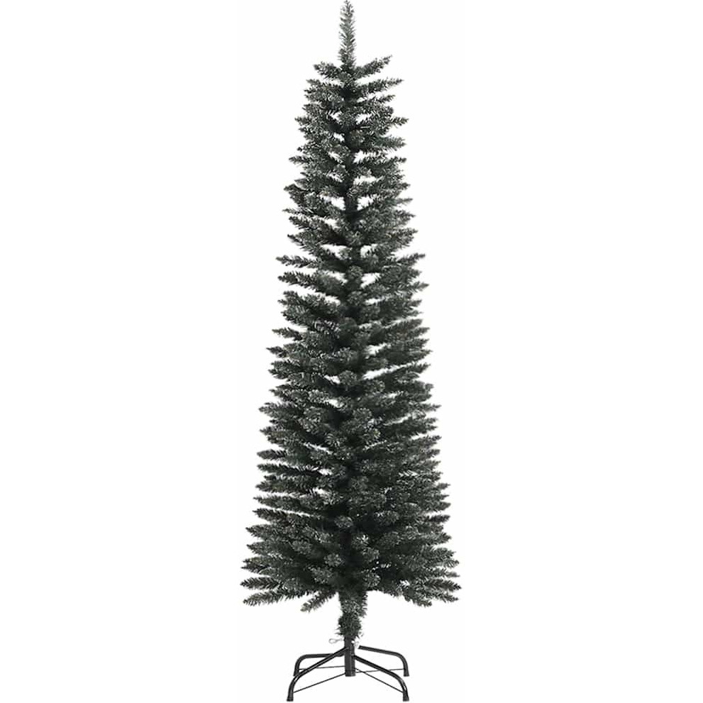vidaXL Artificial Slim Christmas Tree with Stand Green 5 ft PVC
