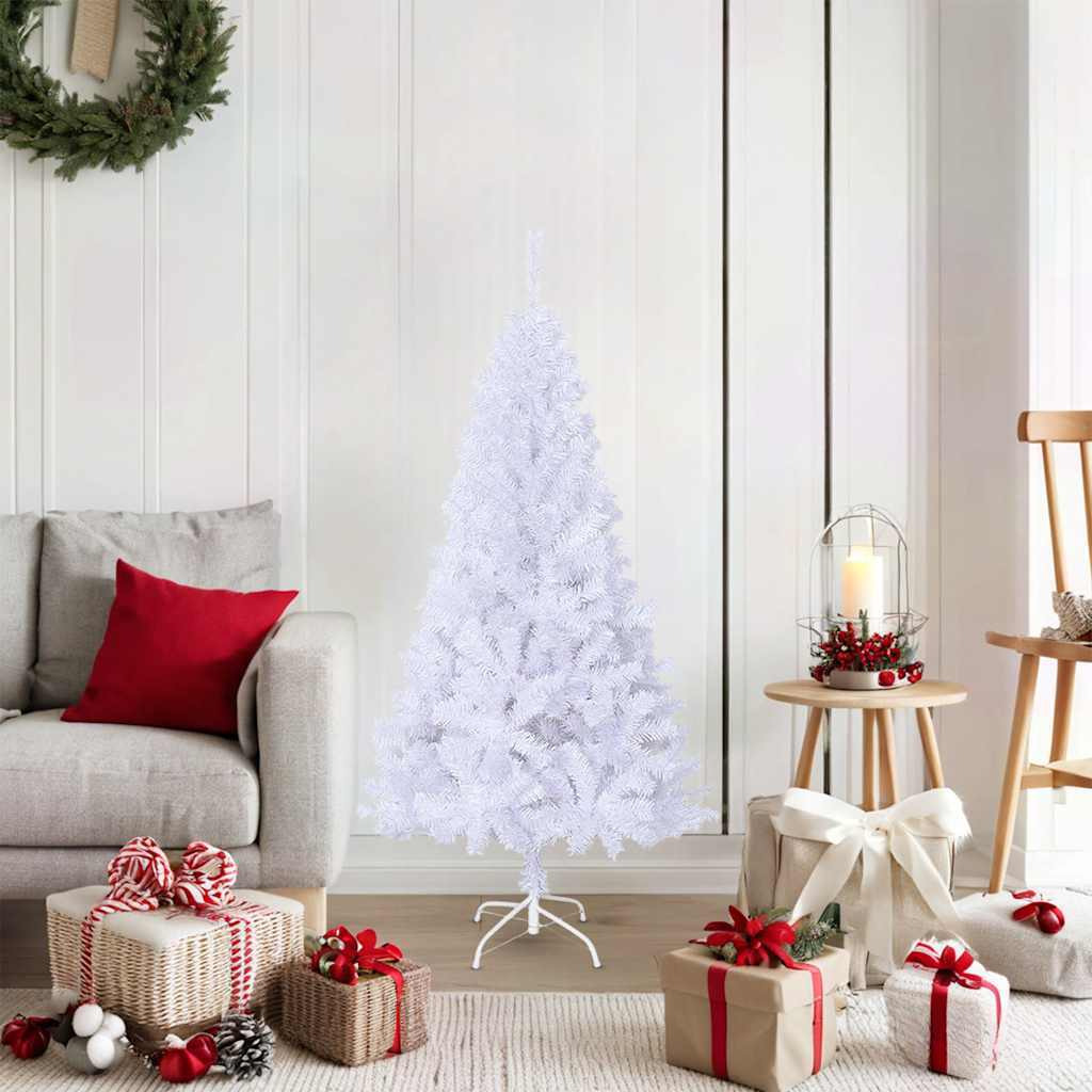 vidaXL Artificial Christmas Tree with Thick Branches White 5 ft PVC