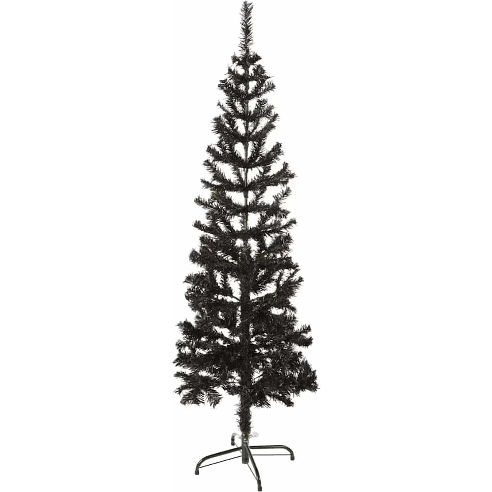 vidaXL Slim Christmas Tree Black 5 ft